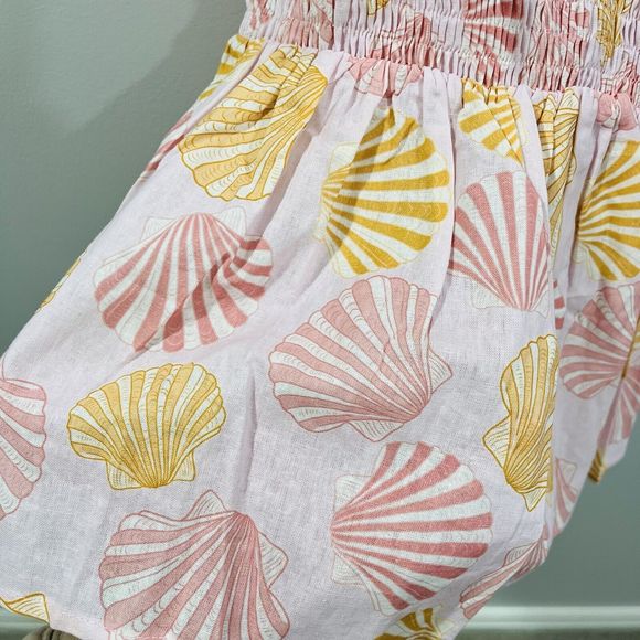 Victoria Dunn Kathleen Maeve M Taylor Top Seashell Print Tie Sleeve Linen Resort - Picture 4 of 11